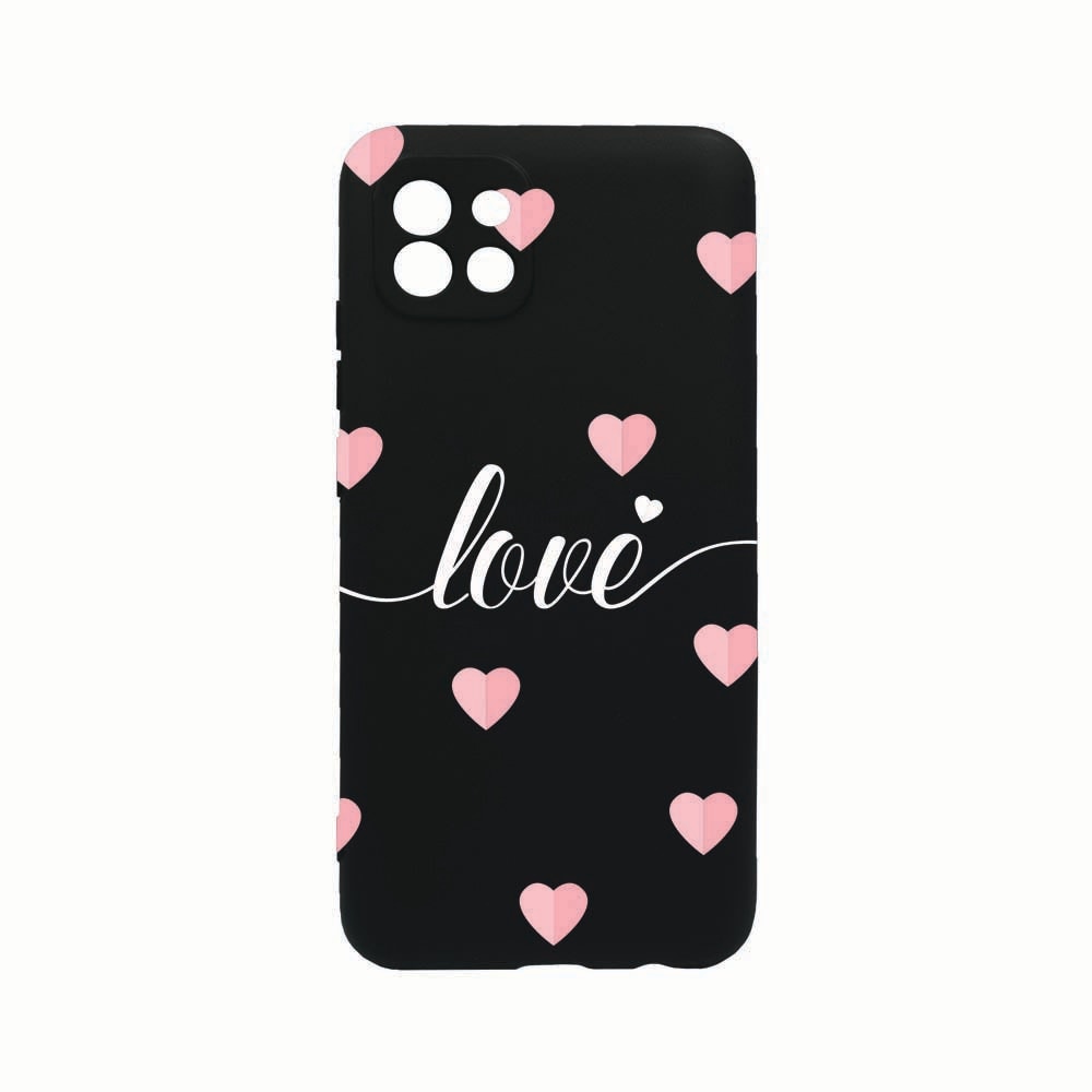 Husa Silicon, Compatibila Cu Samsung Galaxy A22 5G, Love Flying Hearts, Rezistenta la uzura, Protectie Camera, Negru c-B 85