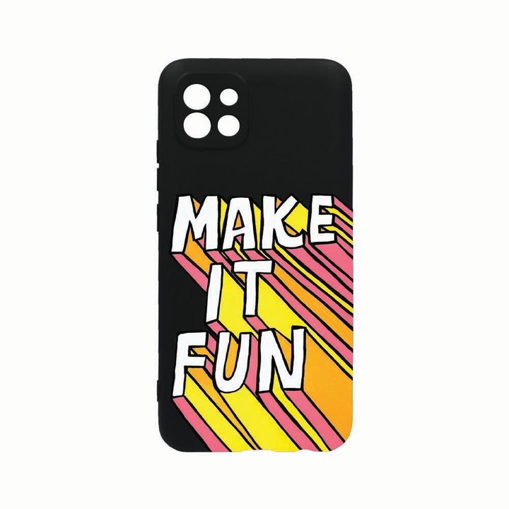 Husa Silicon, Compatibila Cu Samsung Galaxy A22 5G, Make It Fun, Rezistenta la uzura, Protectie Camera, Negru c-B 494