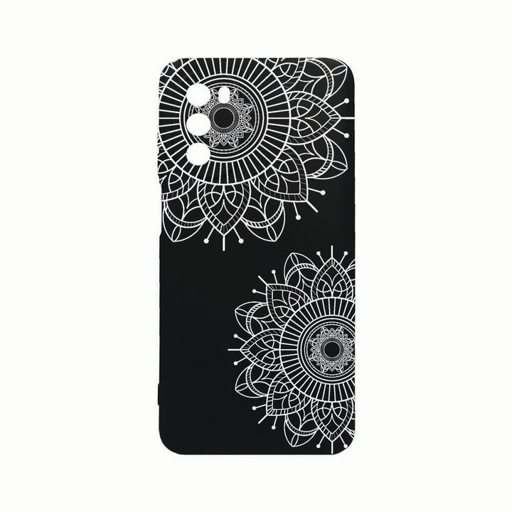 Husa Silicon, Compatibila Cu Motorola Moto G82 / Moto G52, Non Figurative Flowers, Rezistenta la uzura, Protectie Camera, Negru c-B 117