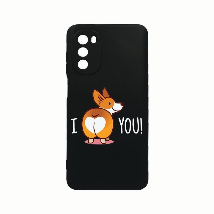 Szilikon telefontok, Motorola Moto G82 / Moto G52, Sweet doggy Emoji, Kamera védő, Fekete c-B 593