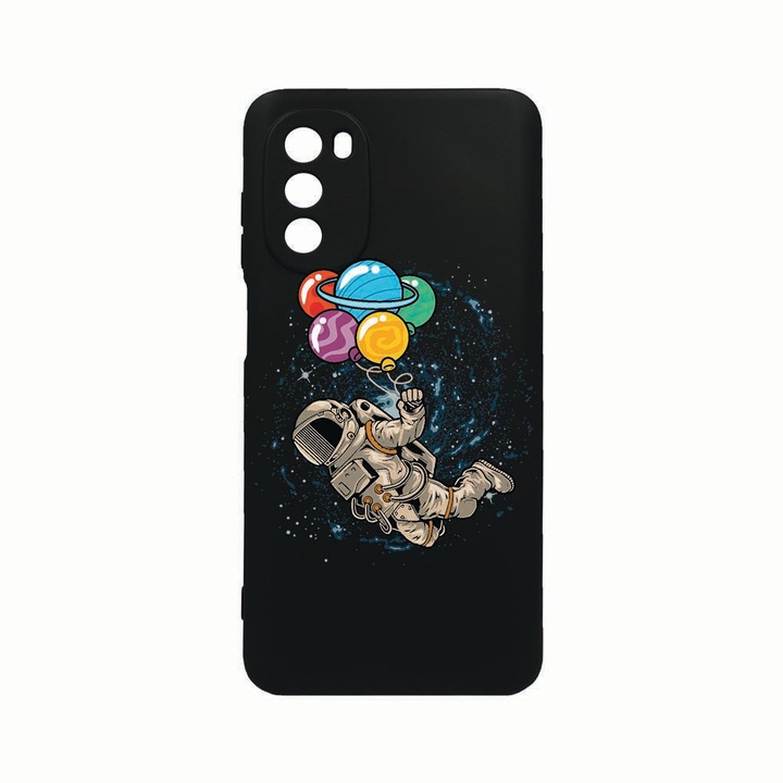 Силиконов калъф Unique за Motorola Moto G82 / Moto G52, Happy Astronaut, защита на камерата, Black c-B 773