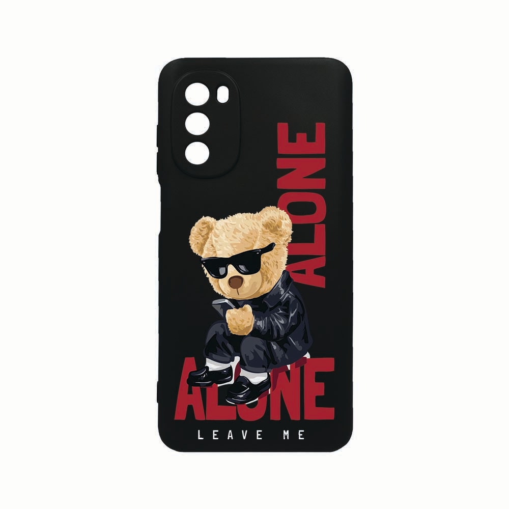 Husa Silicon, Compatibila Cu Motorola Moto G82 / Moto G52, Leave Me Alone Teddy Bear, Rezistenta la uzura, Protectie Camera, Negru c-B 922
