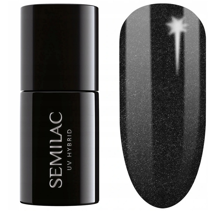 Oja semipermanenta, Semilac, 7 ml, Negru cu sclipici
