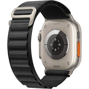 Curea smartwatch, Matcheasy, Nylon, Compatibila cu Apple Watch 45/44/42/49 mm, Negru mat