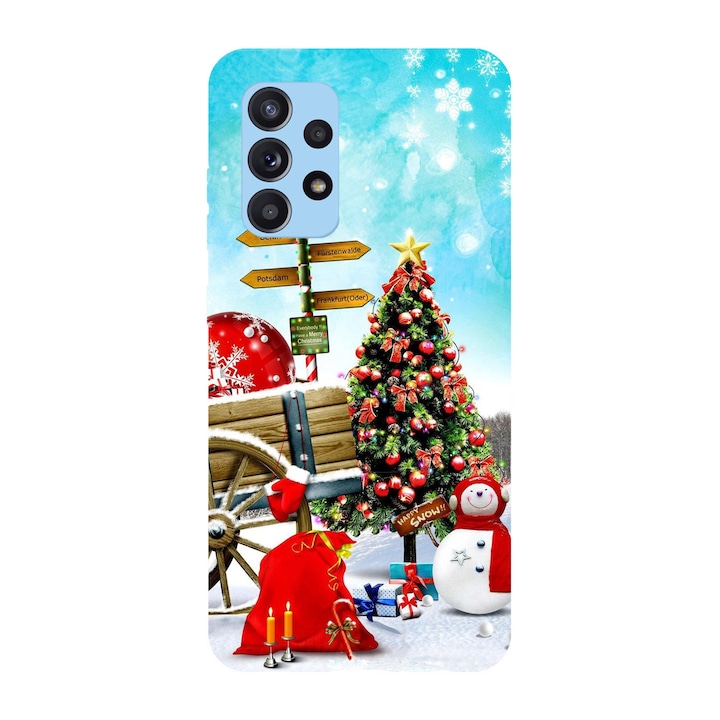 Коледен калъф, съвместим с модел Samsung Galaxy A51 5G Пътешествието на Дядо Коледа, силикон, TPU, обратното
