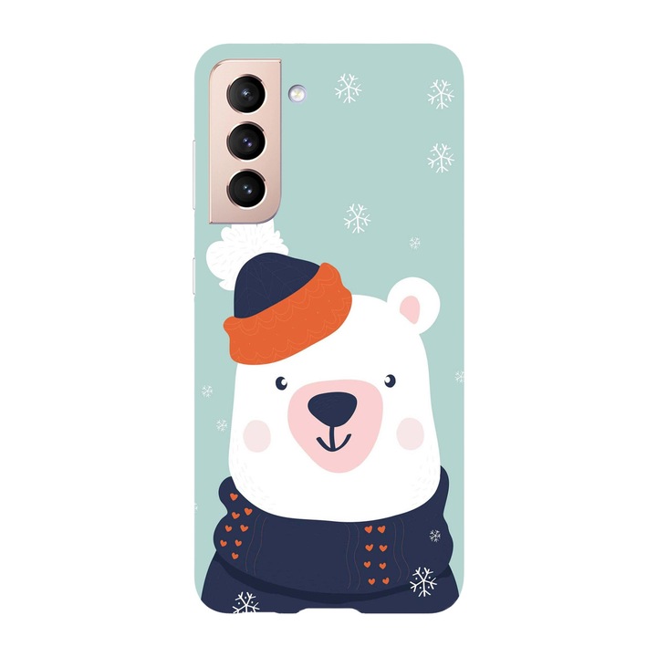 Husa Craciun compatibila cu Samsung Galaxy S21 FE model Kawaii Christmas bear, Silicon, TPU, Viceversa