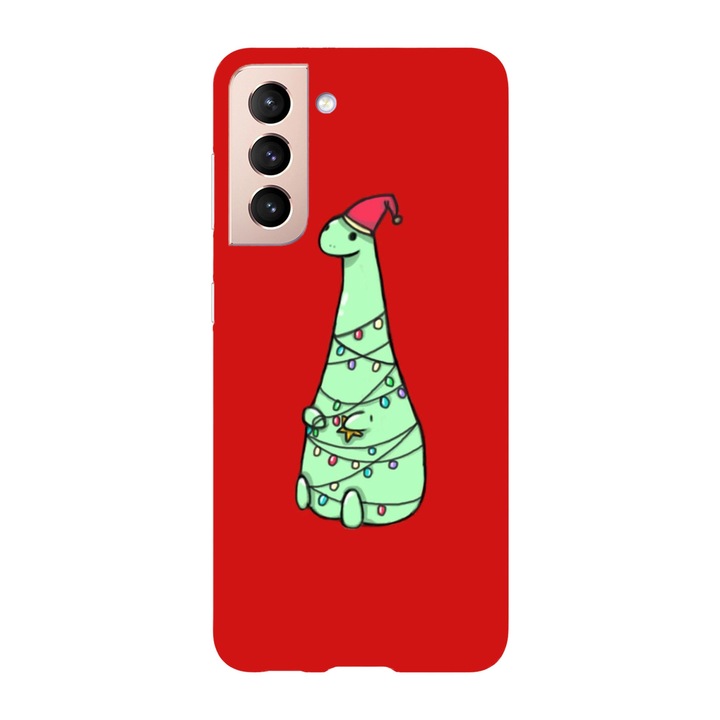 Husa Craciun compatibila cu Samsung Galaxy S21 FE model Kawaii Dino Christmas, Silicon, TPU, Viceversa