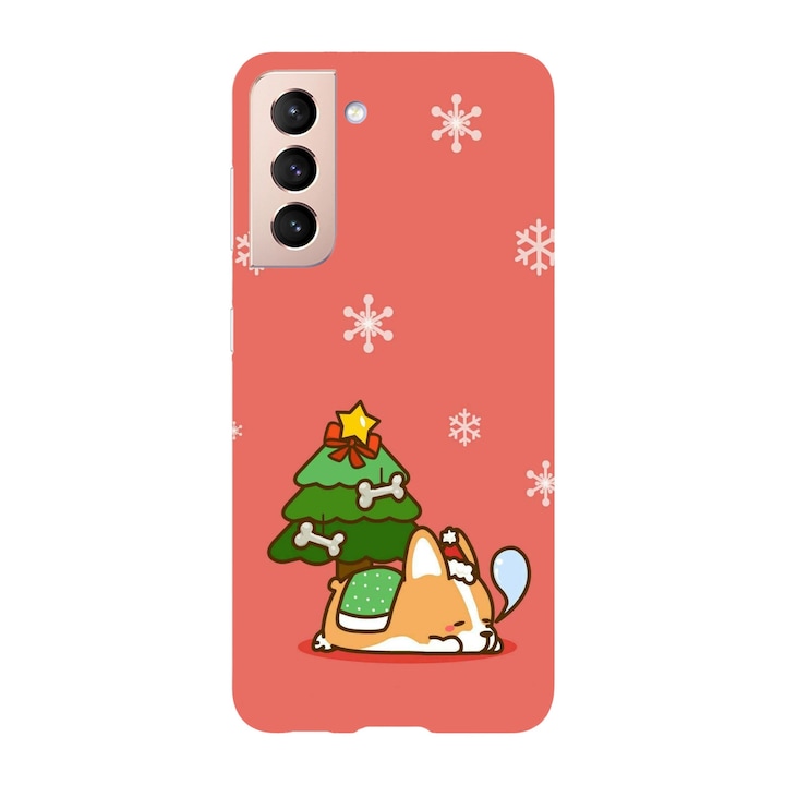 Husa Craciun compatibila cu Samsung Galaxy S21 FE model Kawaii corgi Christmas, Silicon, TPU, Viceversa