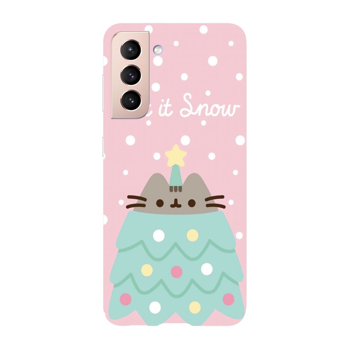 Husa Craciun compatibila cu Samsung Galaxy S21 FE model Let it snow Pusheen, Silicon, TPU, Viceversa