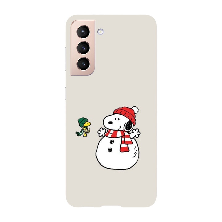 Husa Craciun compatibila cu Samsung Galaxy S21 FE model Snoppy is a snowman, Silicon, TPU, Viceversa