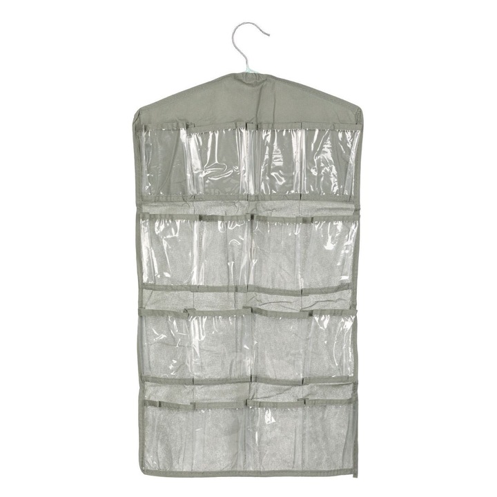 Tárolótáska akasztóval, 16 férőhelyes, 72x39 cm, Szürke