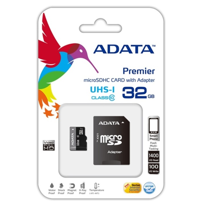 Флаш карта, Micro SDHC 32GB + SD Adapter, Adata, SS300239