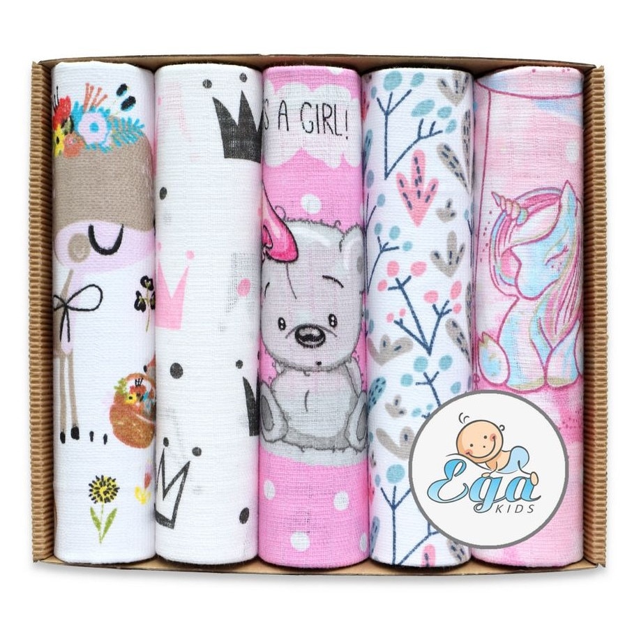 Set 5 scutece din muselina 70x80 cm Eco Box Roz - eMAG.ro