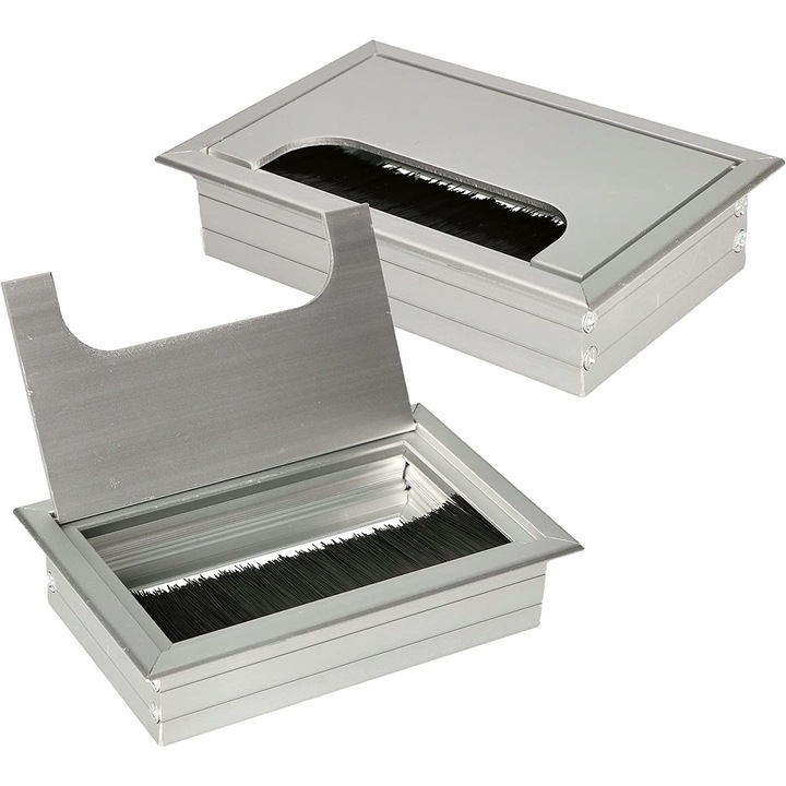 Set 2 suporturi trecere cabluri, Kotarbau, Aluminiu, 120 x 80 mm, Argintiu