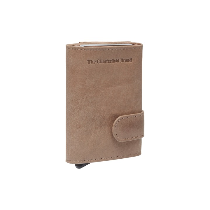 Portofel unisex cu suport pentru carduri, din piele naturala, The Chesterfield Brand, Mannheim, cu protectie anti scanare RFID, Bej