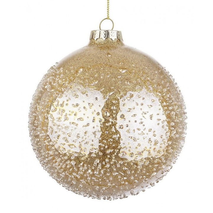 Комплект от 8 златни стъклени глобуса Saturno 10 см