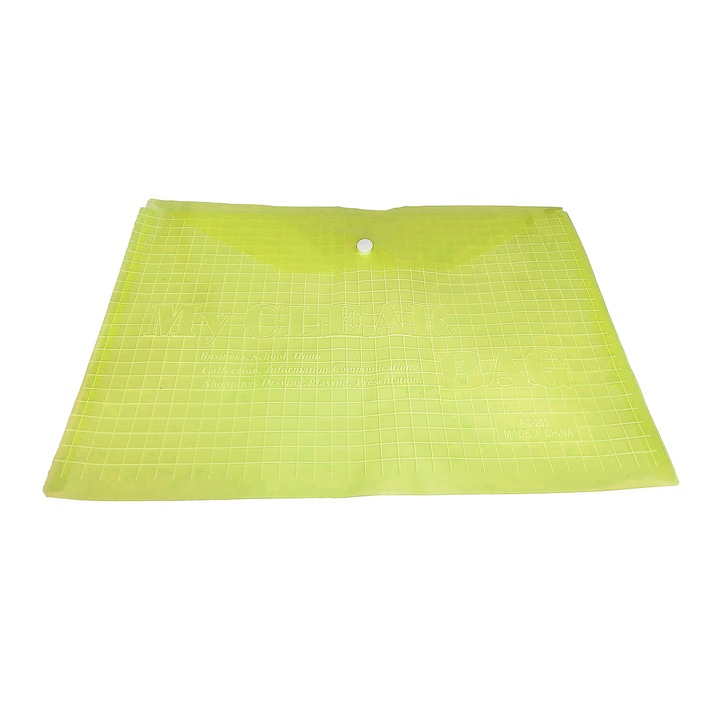 Mapa plastic A4, Vision, 100 microni cu capsa, galben