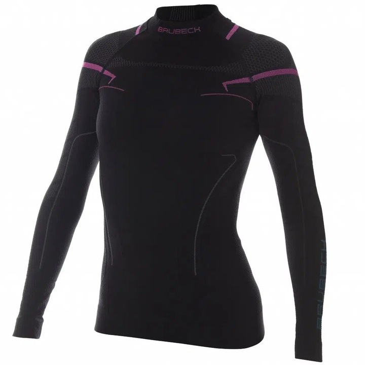 Noi sportbluz, Brubeck, Thermoactive, Si, Poliamid, Lila, Fekete