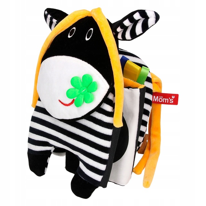 Carte senzoriala pentru copii, Vaca, Hencz Toys, de la 0 luni, 77x23 cm, Multicolor
