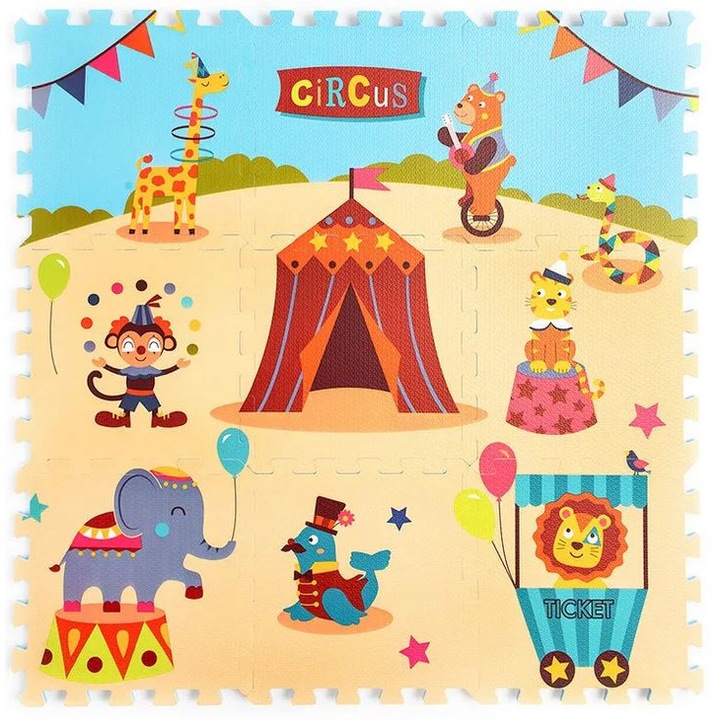 Covoras de tip puzzle, din spuma,9 bucati, 30x30 cm