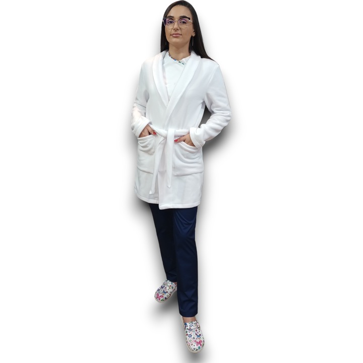 Halat Polar Alb, AMA Medical Scrubs, Unisex, Marimea L