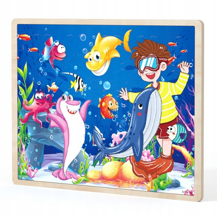 Fa puzzle, Zola®, tengeri állatok, 60 db