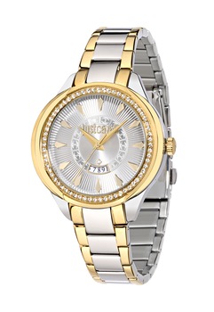 Ceas argintiu cu auriu decorat cu cristale JC01 Ceas argintiu cu auriu decorat cu cristale JC01