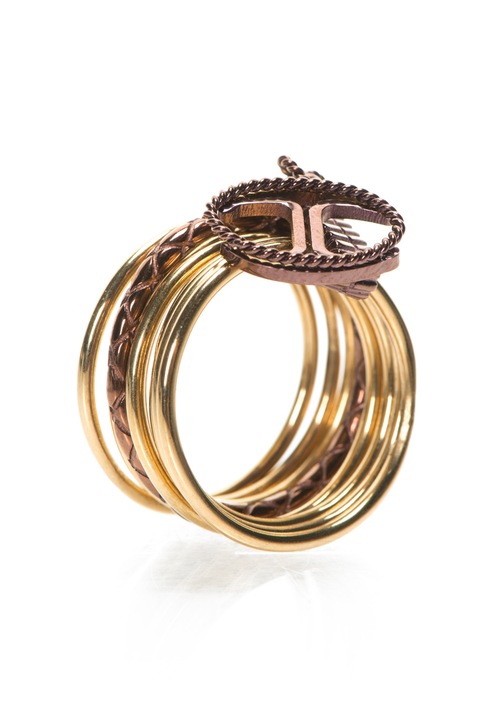 JUST CAVALLI, Inel cu multiple elemente auriu cu maro Infinity, Auriu/Maro, 54 Standard