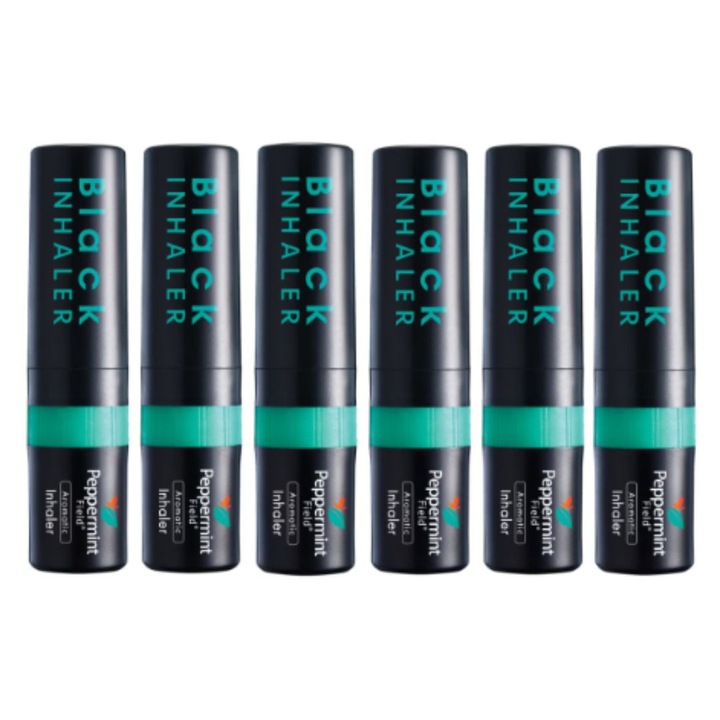 Set 6 bucati Creion nazal 2 in 1, Aroma - inhalator Peppermint Field Black Inhaler 2ml, Family PACK