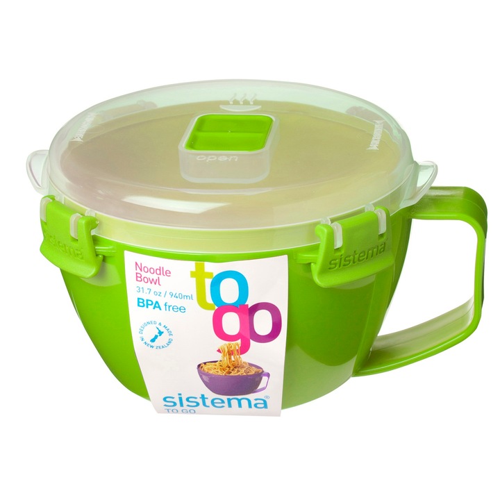 Купа Sistema To Go с дръжка и капак за микровълнова фурна, пластмаса, 0.94 л