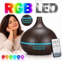 Difuzor de uleiuri esentiale 500 ml Echo Soul®, pentru casa, yoga, birou, spa, dormitor, camera copilului, aromoterapie cu ultrasunete si arome, functie de umidificare a aerului, Ulei parfumat, telecomanda, lumina led si temporizare, Lemn Inchis