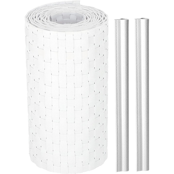 Banda de Panou, Kotarbau, cu 2 Clipsuri, Ratan, 255x19 cm, Alb