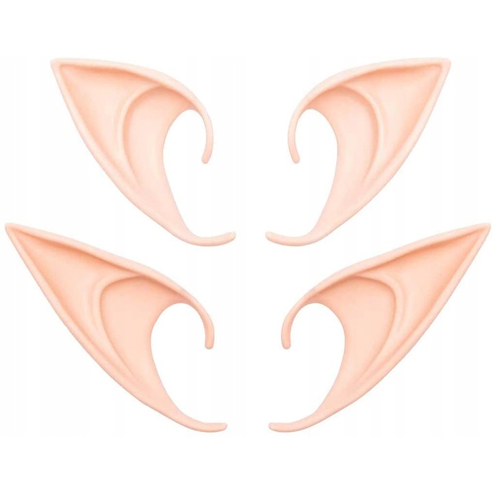 Urechile din latex Elf pentru deghizare de basm, accesorii pentru decoratiuni de Halloween, accesorii foto, jucarii pentru copii, bej