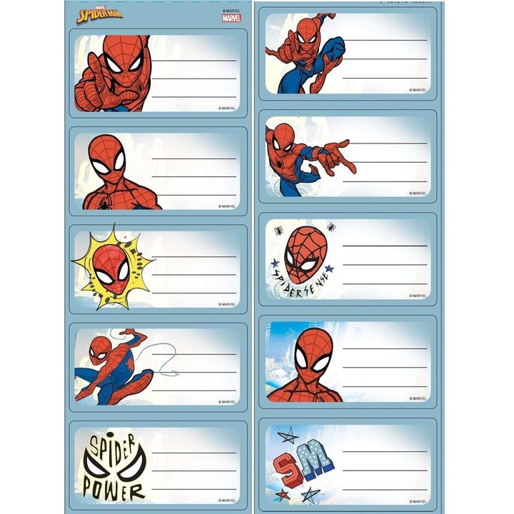 Iskolai címkék Spiderman, Benjamin, Blue/Red füzetekhez