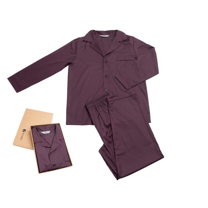 Pijamale pentru barbati, Revise, Bumbac, Negru/Visiniu, Masura M