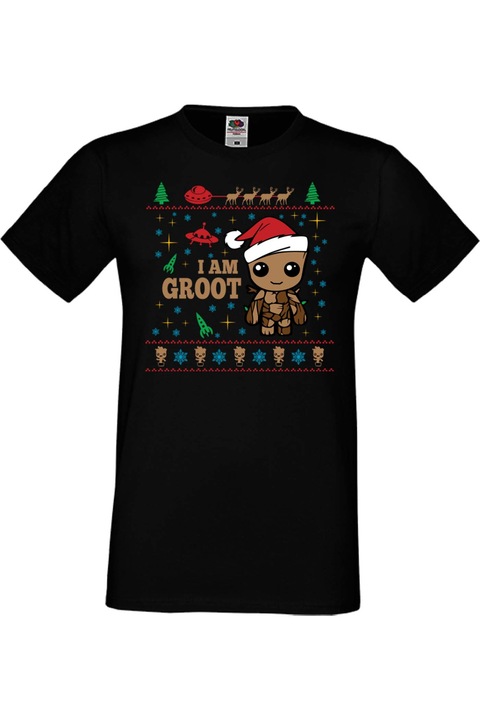 Karácsonyi férfi póló Tralala Karácsonyi férfi póló karácsonyfa ajándék Mikulás újév guardians of the galaxy marvel comics avengers groot starlord Guardians Of The Galaxy Groot Christmas 02, Fekete