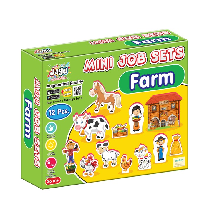 Говорещ играчка Jagu, Ферма, 12 части, Многоцветен