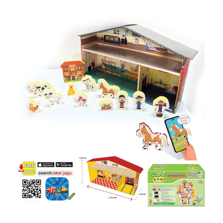Говорещ играчка Jagu, Ферма, 12 части, Многоцветен