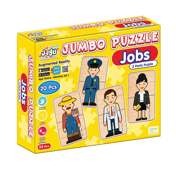 Говорещ пъзел Jagu, Jumbo, Професии, 10 броя, 20 части, Многоцветен