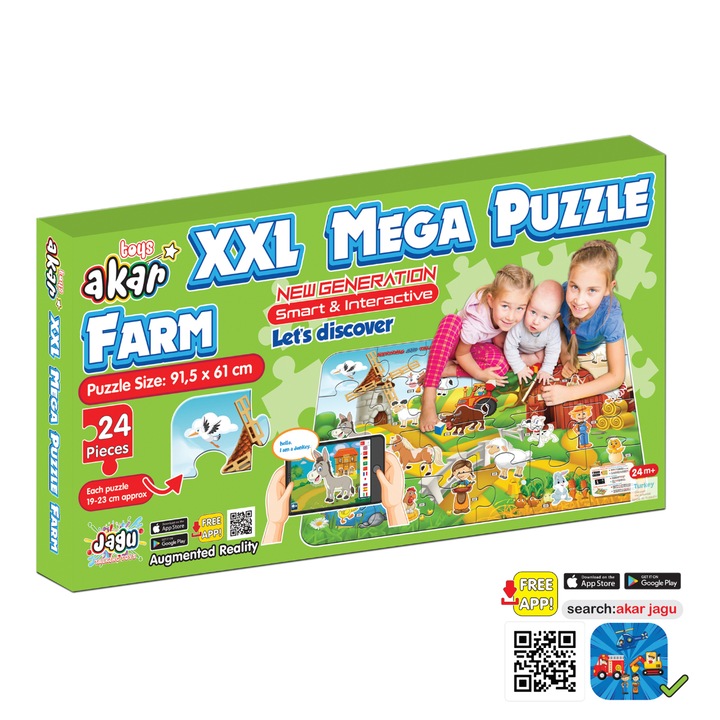 Говорещ пъзел Jagu, Mega, Ферма, 24 части, Многоцветен