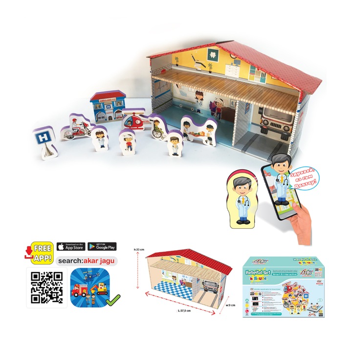 Говорещ играчка Jagu, Болница, 10 части, Многоцветен