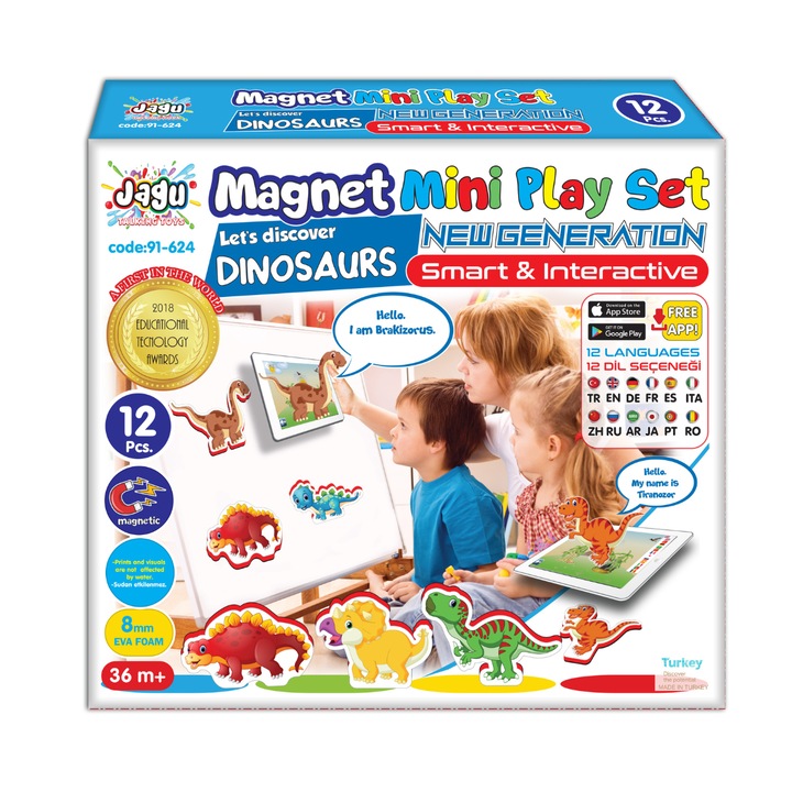 Говорещ играчка Jagu, Magnets, Динозаври, Многоцветен