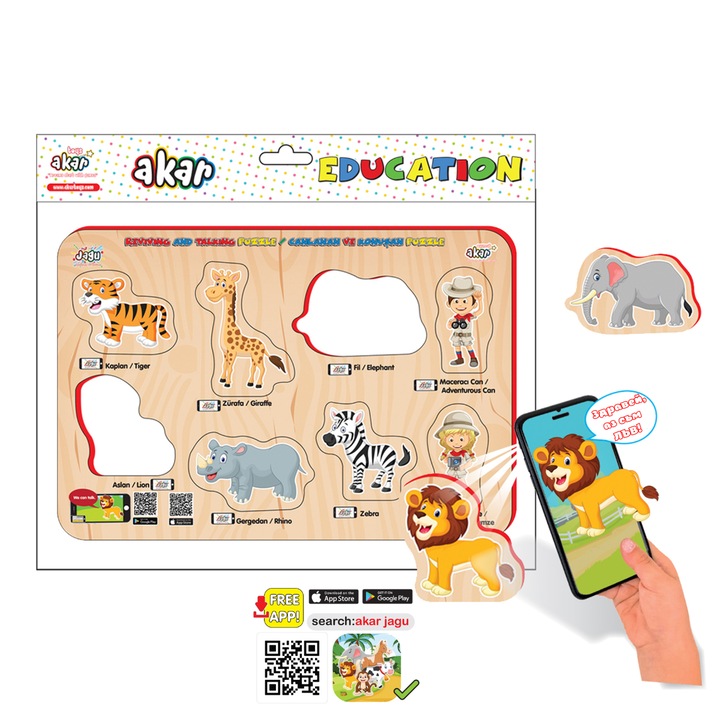 Говорещ пъзел Jagu, Find, Сафари, 8 части, Многоцветен