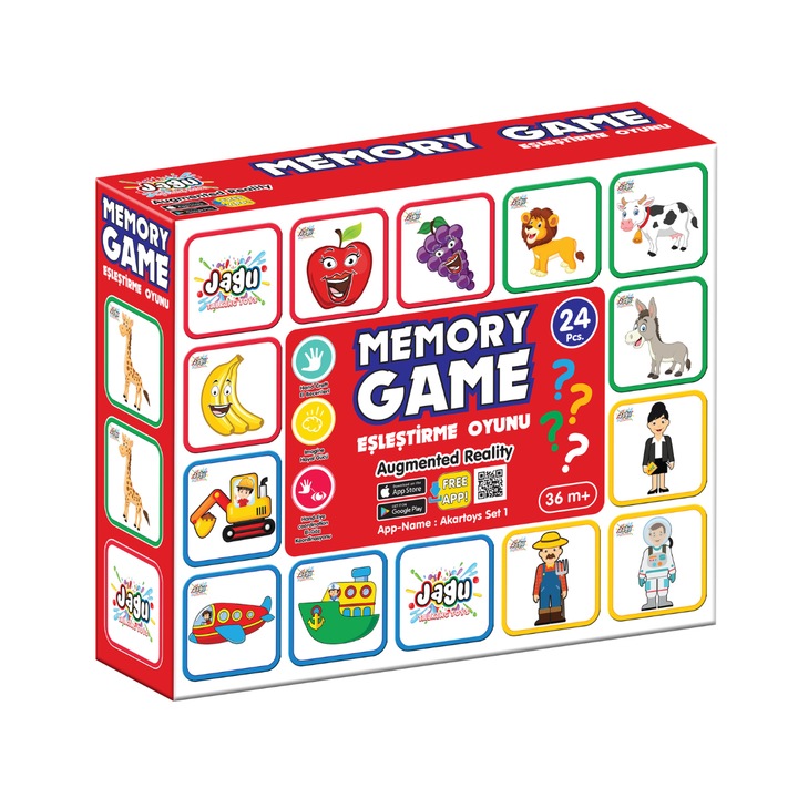Говорещ игра памет Jagu, Животни, 24 броя, Многоцветен