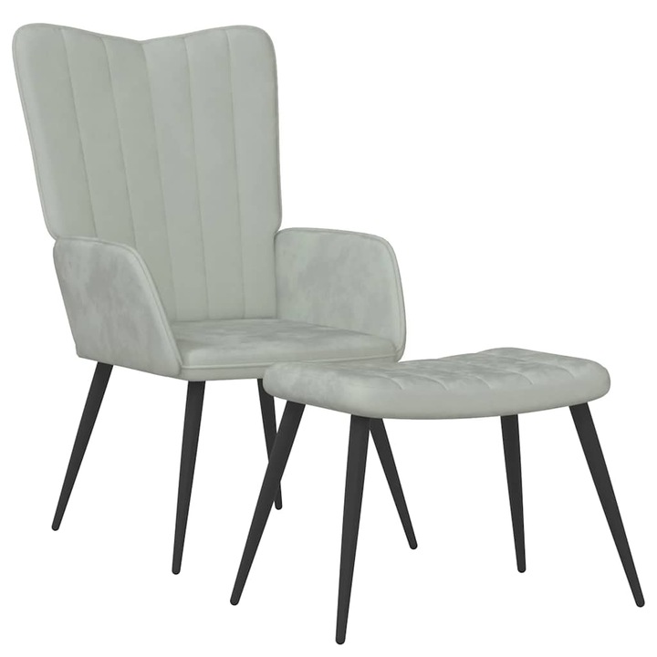 VidaXL világosszürke bársony pihenőszék lábtartóval 327688