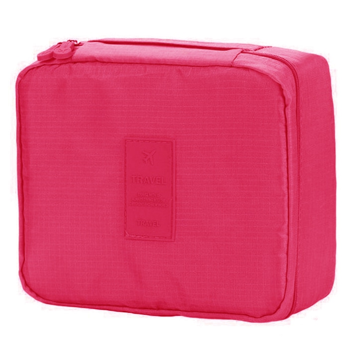 Geanta cosmetice voiaj CLASStitude, organizator calatorie portabil cosmetice tip travel bag, textil, impermeabil, 20.5 x 17 x 8 cm, Roz