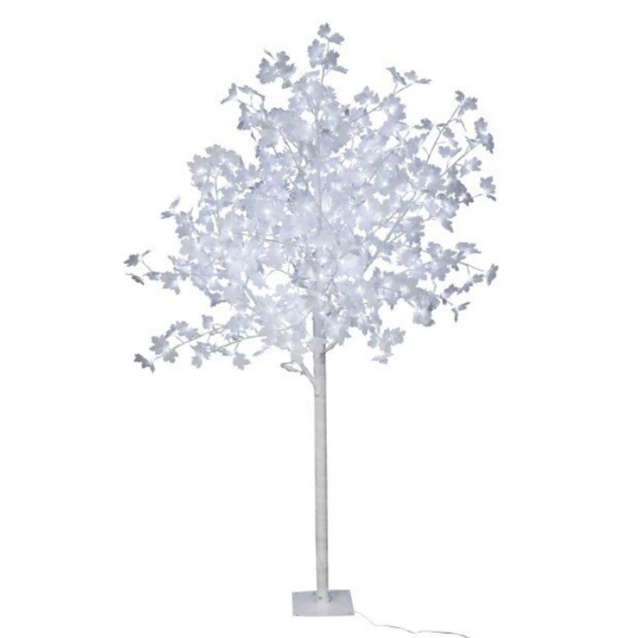 Copac Artar decorativ Alb, LED, 180 cm, lumina calda, craciun, gradina, casa