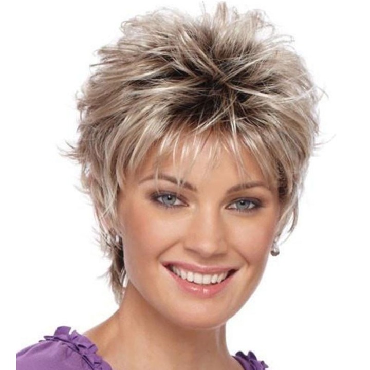 Peruca, par scurt pentru femei, matase de inalta temperatura, maro deschis