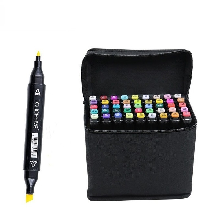 Set 40 piese, markere cu doua capete subtire si gros, cu geanta de depozitare, multicolore, MyStyle®