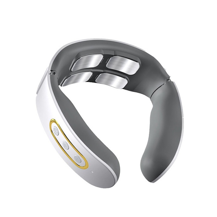 Dispozitiv masaj cervical, YHJ, Electrozi, Incarcare USB, 1000mAh, Alb